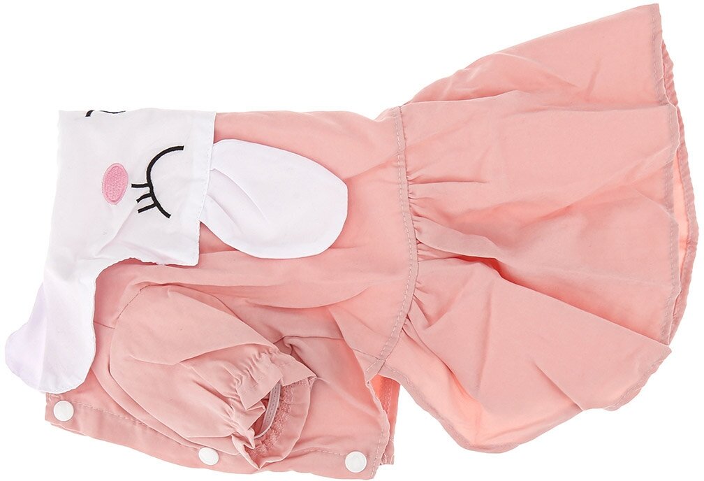 "Пэт тойс (Pet toys)" Одежда для собаки "Платье" "Зайка" с принтом, с вышивкой, на кнопках р-р XS, цвет-розовый, 100% полиэстер - фотография № 15