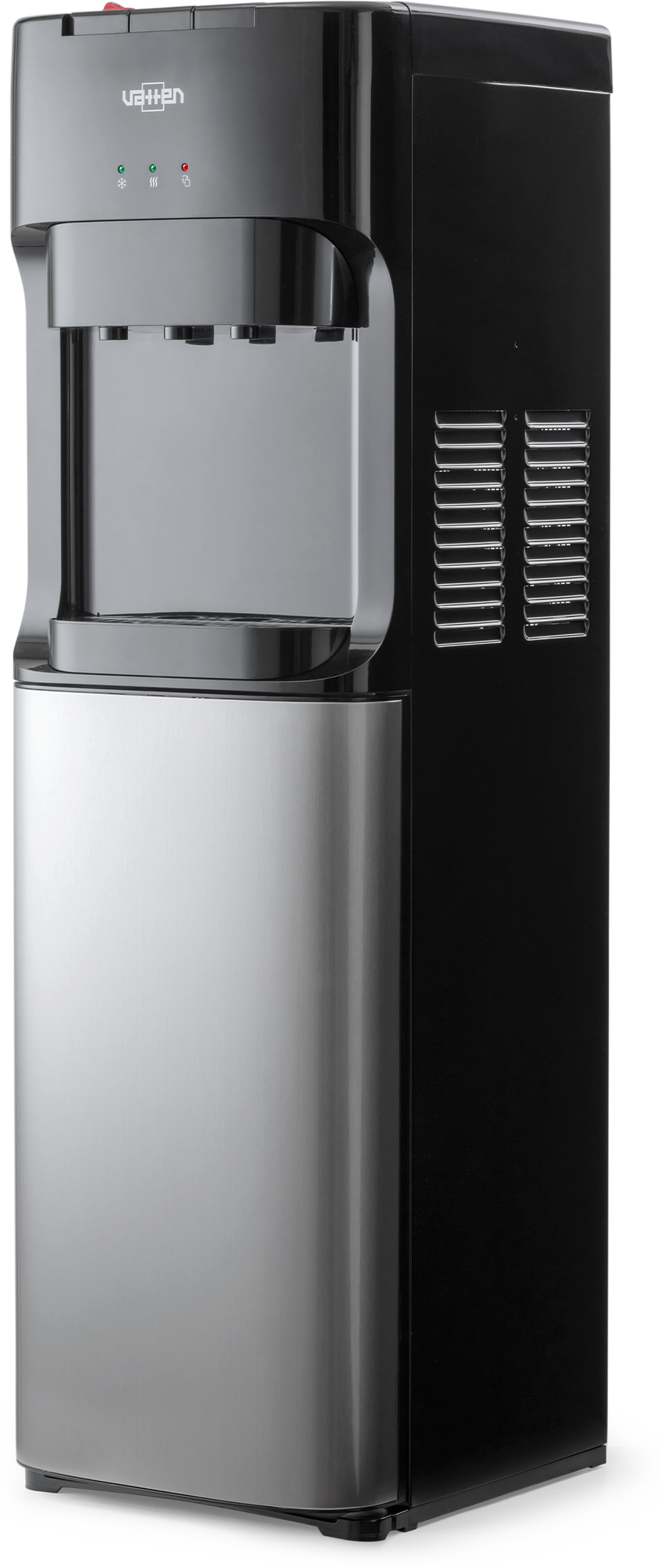 Кулер для воды VATTEN L45NKSTEEL, напольный, нагрев/охлаждение компрессорное, 3 крана, черный, 6842 - фотография № 2