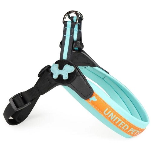Шлейка для собак United Pets Complete me 1,5 x 34-42 см, голубая с оранжевым