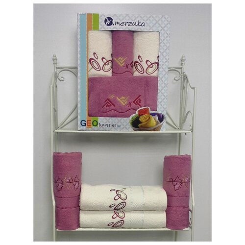 фото Oran merzuka полотенце geo цвет: тёмно-розовый br18454 (50х80 см - 2 шт, 70х130 см - 2 шт)