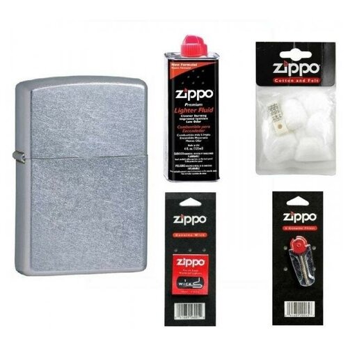 Набор Zippo 207 + Service Kit (топливо, вата, фитиль, кремень) бензин для зажигалок zippo 125 мл 2 штуки