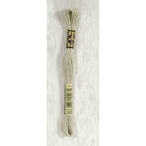 Набор ниток мулине DMC 100% хлопок 8 м 3 цвета 644+902+3364 - Бежево-серый, средний + Гранатовый, очень тёмный + Сосновый