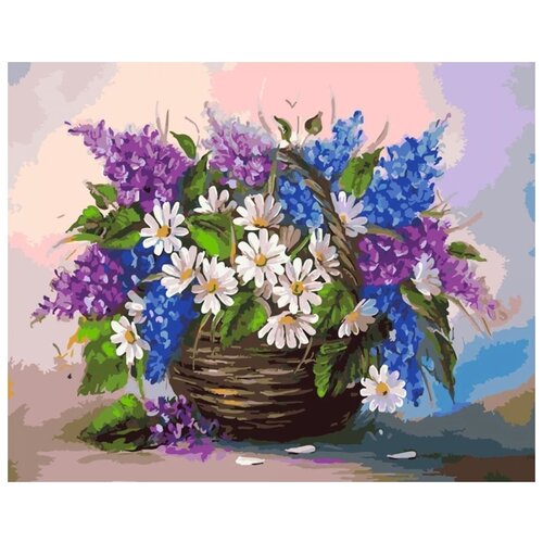 фото Картина по номерам "корзина полевых цветов", 40x50 см paintboy