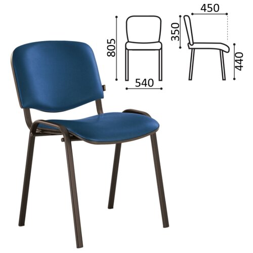 фото Стул для персонала и посетителей brabix "iso cf-005", черный каркас, кожзам синий (531980)