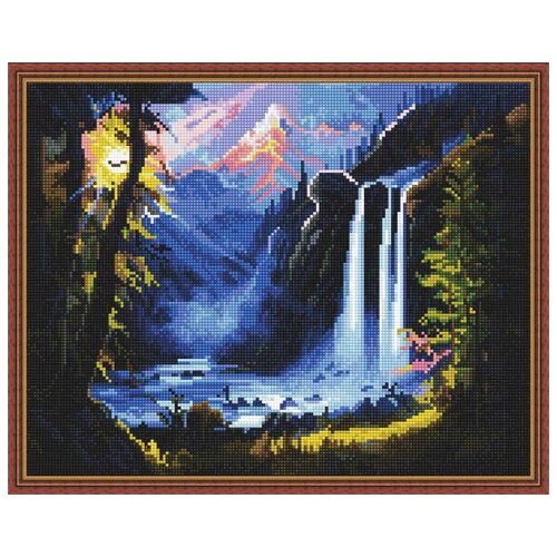Алмазная вышивка ВанГогВоМне «Горный водопад», 50x40 см