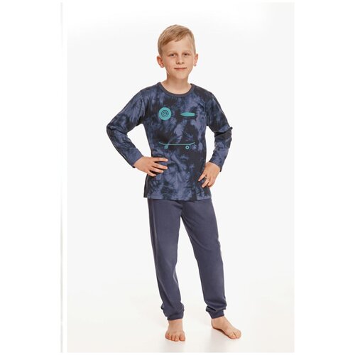 Пижама детская для мальчика Greg 2652-2653-01, лонгслив и брюки, темно-синий (Размер: 122)
