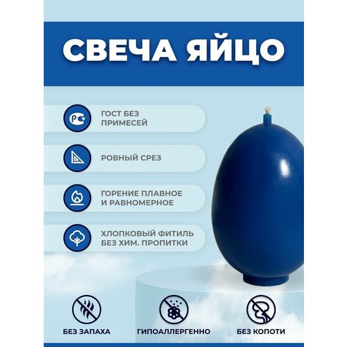 Свеча парафиновая - Яйцо пасхальное 48 гр. 1 шт. цвет - синий