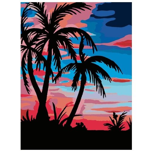 картина по номерам 30x40 см в коробке прекрасный закат в горах Картина по номерам Закат в тропиках, 30x40 см