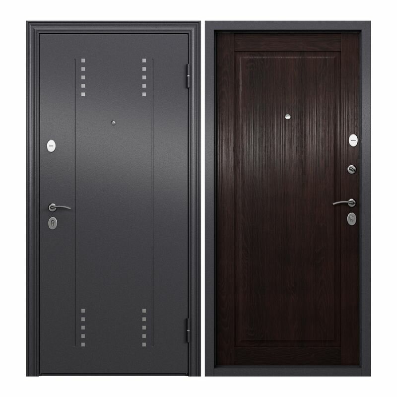 Дверь входная Torex для квартиры Flat-S 950х2050 правый, тепло-шумоизоляция, антикоррозийная защита, замки 4-го и 2-го класса защиты, серый/коричневый - фотография № 1