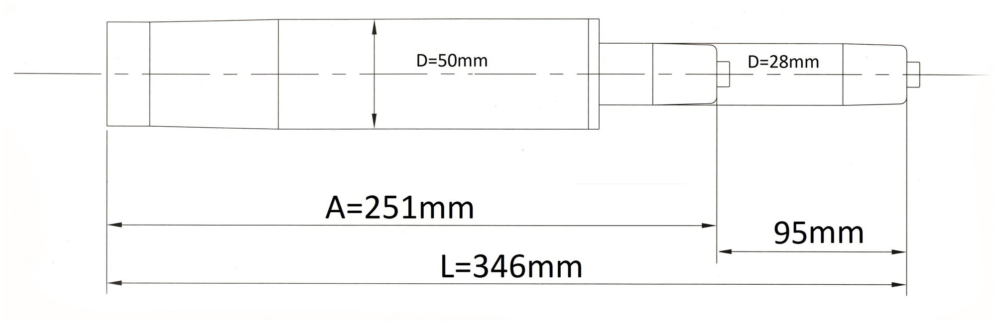 Газпатрон для офисного кресла хром L100 d50 3 класс - фотография № 2