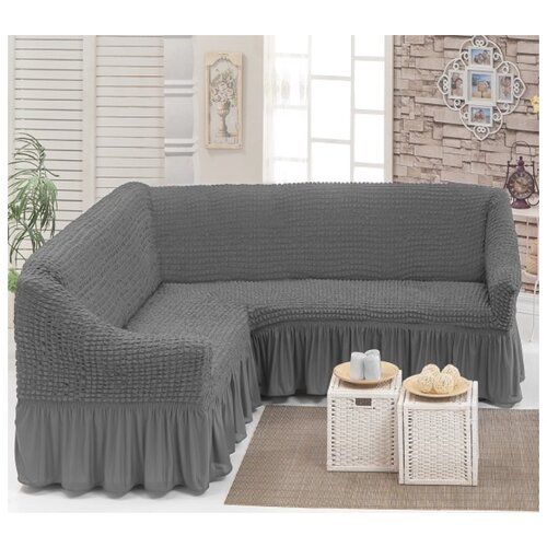 фото Чехол на мягкую мебель, угловой диван, цвет: серый karbeltex