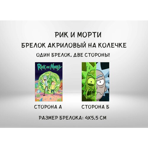 брелок акриловый рик и морти 12 Брелок, глянцевая фактура, бесцветный, голубой