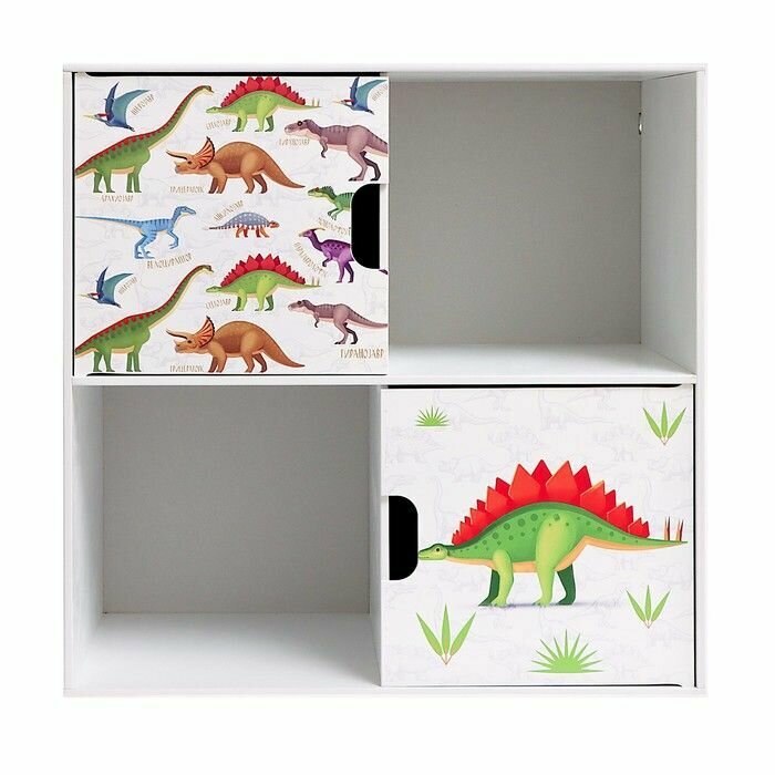 Стеллаж с дверцами «Динозавры», 60 × 60 см, цвет белый - фотография № 6