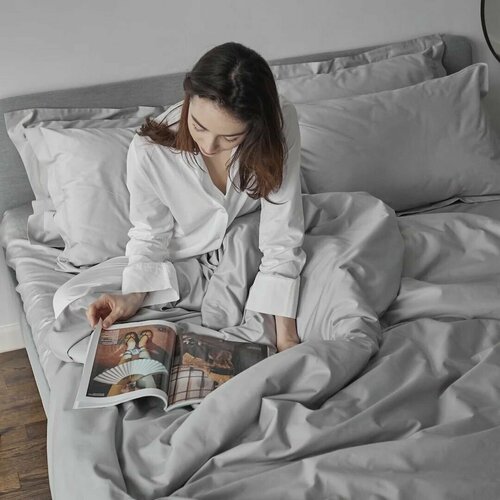 Пододеяльник 180х200 из сатина люкс 400, цвет Silver