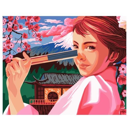 фото Набор для рисования по номерам на холсте русская живопись "весна в японии", 40х50 см, арт. j022