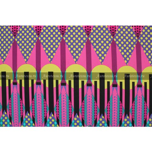 Ткань Крепдешин шёлковый с ромбами, горошками и полосками, ш134см, 0,5 м