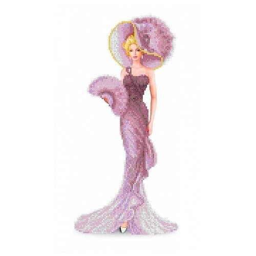 фото Набор дама с веером бисер 24х38 каролинка кблн(ч) 3017