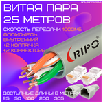 Кабель витая пара для локальной сети LAN UTP4 CAT5E 24AWG CCA RIPO 25 метров 001-112002/25-1 - изображение