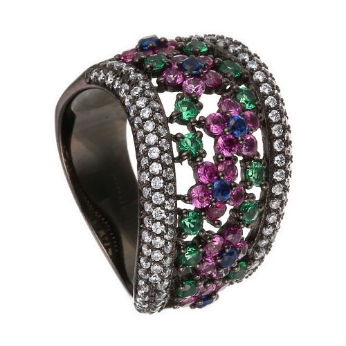 фото Element47 широкое ювелирное кольцо из серебра 925 пробы с кубическим цирконием wsr23507-bh_ko_001_blk, размер 17