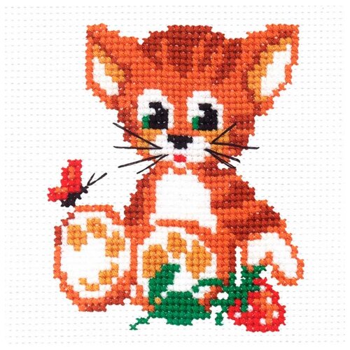 фото Рс-студия набор для вышивания котенок с ягодкой 10 x 12 см (471)