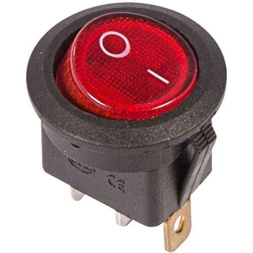 Выключатель клавишный Rexant 36-2570 250V 6A (3с) ON-OFF круглый красный с подсветкой