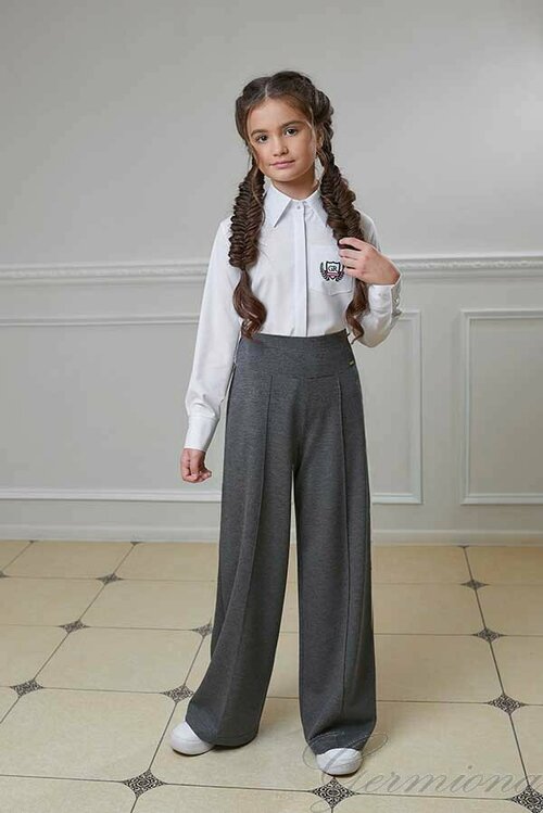 Школьные брюки Гермиона модница, размер 134, серый