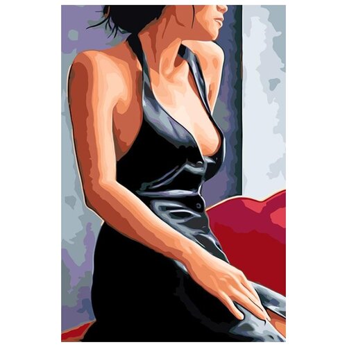 фото Картина по номерам живопись по номерам "девушка в черном платье", 40x60 см