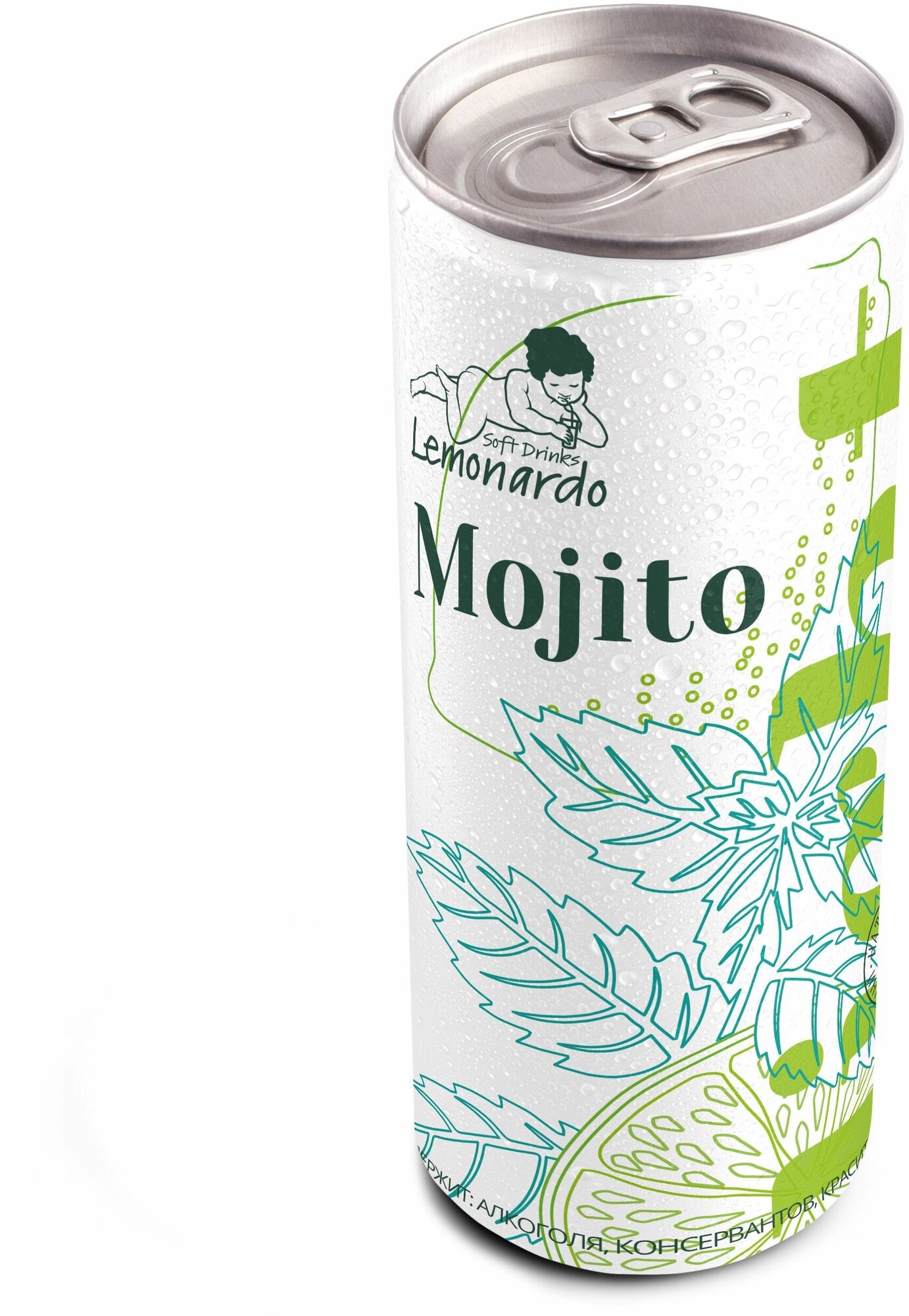 Натуральный безалкогольный мохито со стевией / Lemonardo Mojito Light, алюминиевая банка 330мл. 6шт - фотография № 2