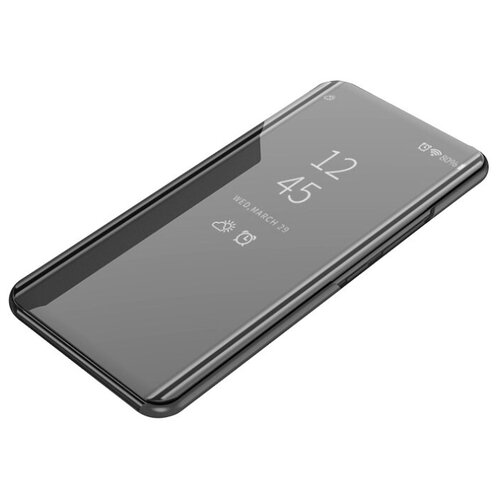 фото Чехол-книжка mypads для huawei p20 5.8 (eml-al00) с дизайном clear view cover с полупрозрачной пластиковой крышкой с зеркальной поверхностью черный