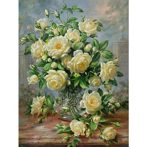 картина маслом розы в вазе розовые цветы Розы в вазе Натюрморт Цветы Букет 40х50