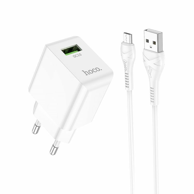 Зарядное устройство с USB + кабель Micro USB 1м (QC3.0, 3000mA)HOCO C98A