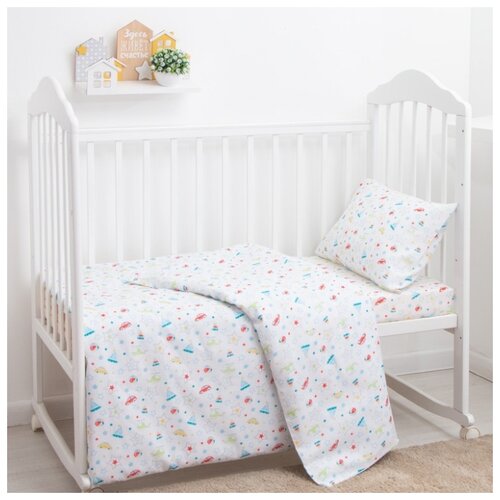 фото Постельное белье экономь и я "игрушки", белое, 145*112 см, 100*150 см, 40*60 см, бязь