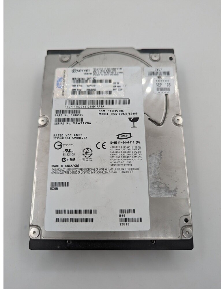 Жесткий диск HUS103030FL3800, 90P1307, 90P1311, 26K5260, Hitachi, IBM, 300 Гб, SCSI, 3.5