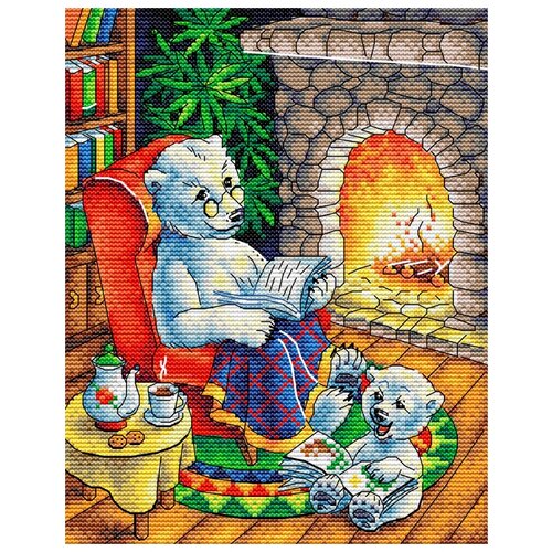 фото Набор для вышивания "м.п.студия" м №23 №374 "семейный вечер" 18х22см