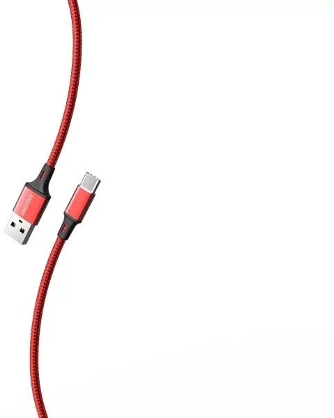 Кабель Smartbuy S14 Type-C 3 А, нейлон 1 м, красный/черн (iK-3112-S14rb)