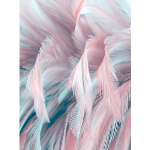 Моющиеся виниловые фотообои GrandPiK Перья фламинго фон, 200х270 см