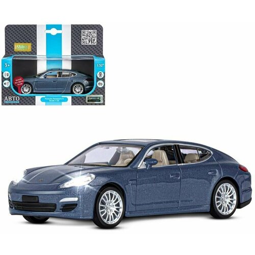 Машинка игрушка Porsche Panamera S, металлическая, ТМ Автопанорама, масштаб 1:32, цвет синий, инерция, свет, звук, откр. двери тм автопанорама машинка металлическая 1 40 hyundai elantra синий откр двери инерция 17 5 12 5
