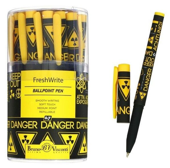 BrunoVisconti Ручка шариковая FreshWrite "Опасность! Радиоактивно", 0,7 мм, синие чернила