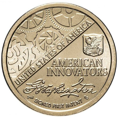1 доллар 2018 г первый патент вводная серия американские инновации сша 1 двор p unc Монета 1 доллар США Первый патент. Американские инновации. D. США, 2018 г. в. UNC