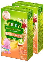 Каша Heinz молочный (пудинг) бананчик, яблочко в сливках (с 6 месяцев) 200 г, 2 шт.