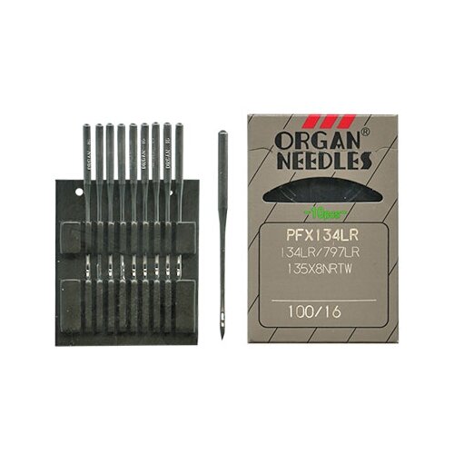 фото Набор игл для промышленных швейных машин organ needles № 100, 10 штук, арт. 134 lr