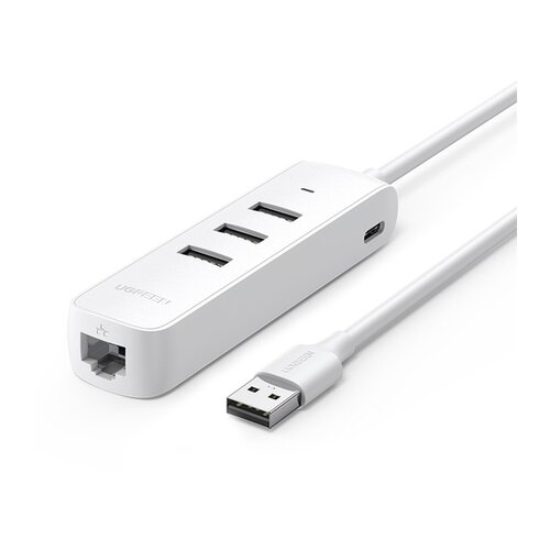 USB-концентратор UGreen CM416, 20984/20983, разъемов: 3, белый адаптер ugreen cm416 20983 ethernet adapter white