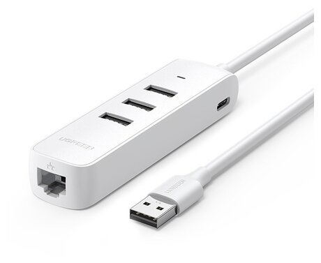 Хаб Ugreen CM416 USB 2.0 to 3xUSB 2.0 + RJ45 White 20983