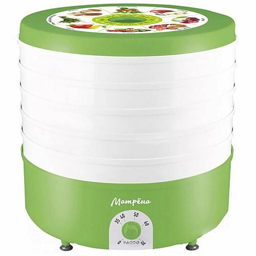 Сушилка для овощей и фруктов МА-019 520 Вт 5 ярусов бело-зелёная 646000₽