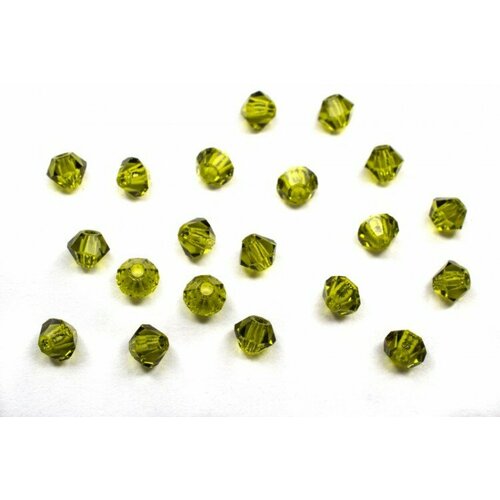 Бусины биконусы хрустальные 3мм, цвет OLIVINE, 745-047, 20шт