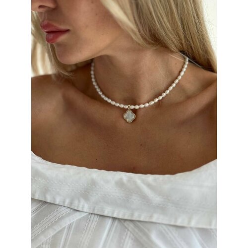 Чокер BERGEN DESIGN, перламутр, длина 35 см, белый/жемчужный