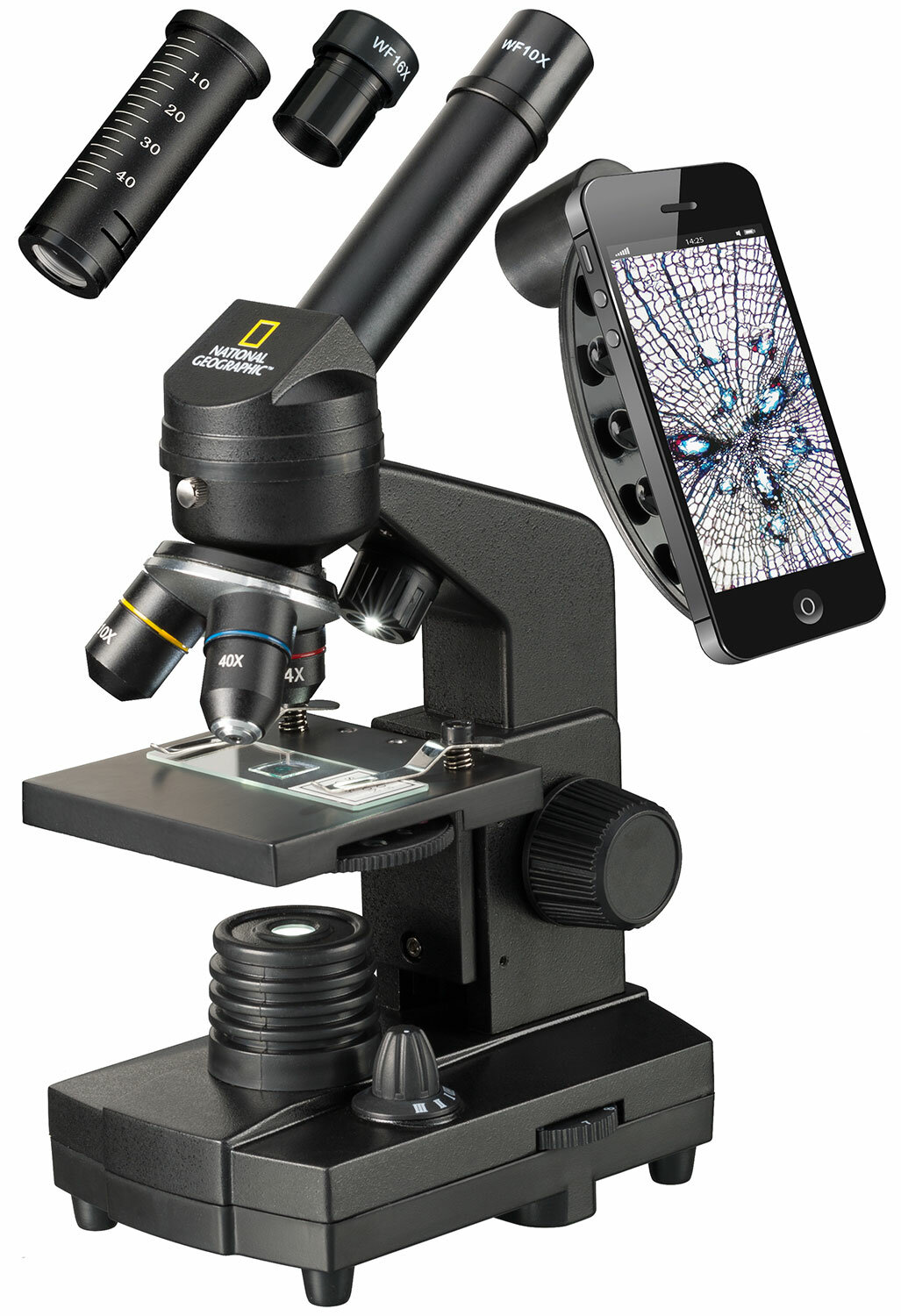 Микроскоп Bresser National Geographic 40x-1280x, с держателем для смартфона (9039001)