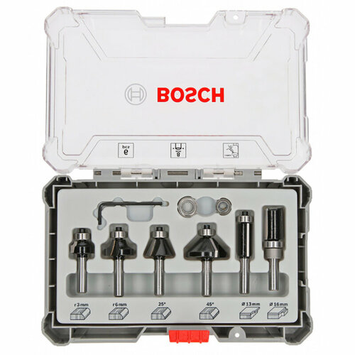 Набор Bosch кромочных фрез 8мм (6 шт) набор фрез по дереву bosch 6 нм set 2607019463