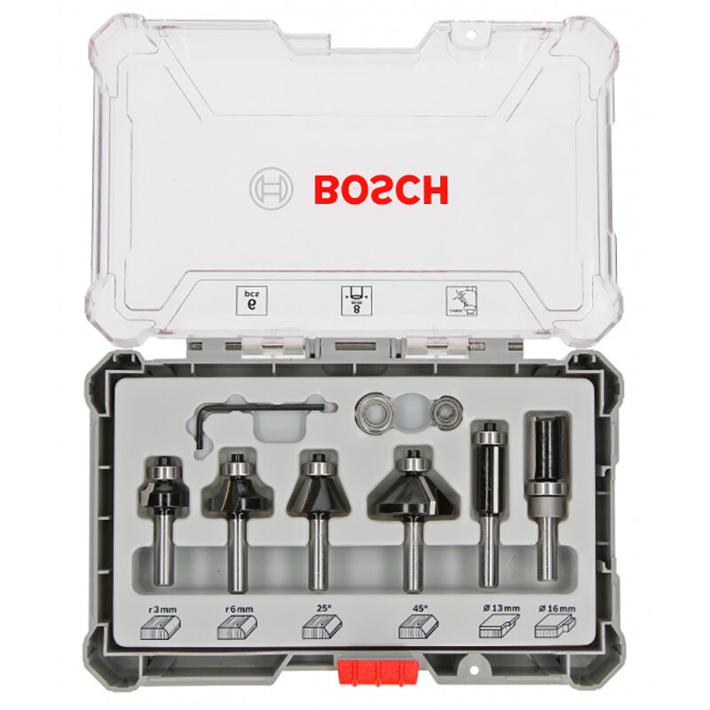 Набор Bosch кромочных фрез 8мм (6 шт)