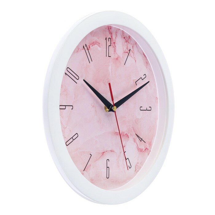 Соломон Часы настенные, d-28 см, интерьерные, "Розовый мрамор", бесшумные